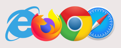 Icons for internet explorer, firefox, chrome, and safari web browsers