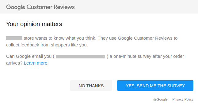 Google customer reviews opt out form